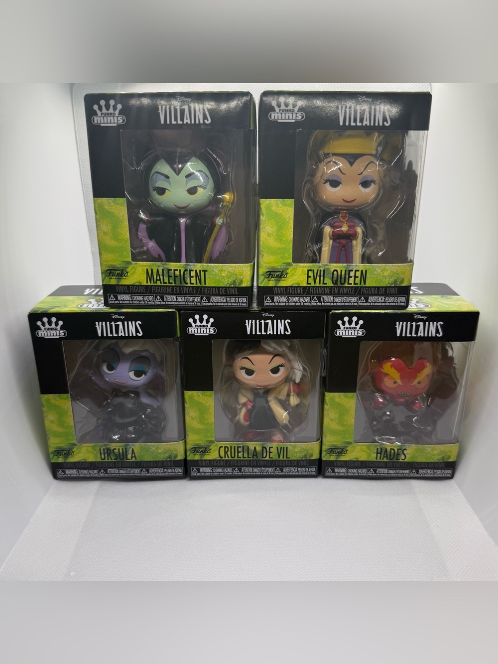 Disney Villains Funko Minis 5pc Set Maleficent Ursula Evil Queen Cruella Hades